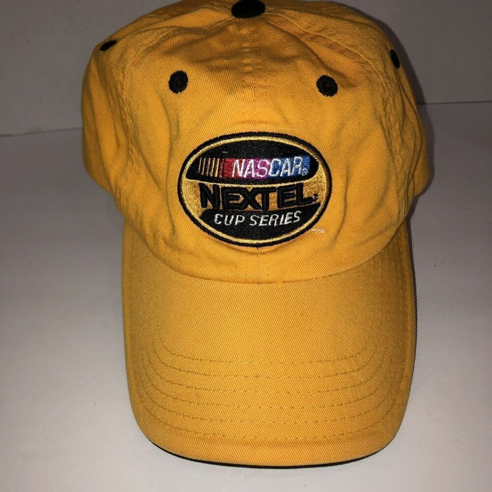 NEXTEL NASCAR Cup Series Racing Yellow Baseball Ball Hat Cap Embroidered
